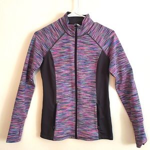 Multicolored running jacket. Gorgeous pattern